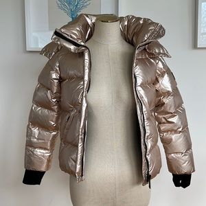 SAM Rose gold foil ski jacket size 14 NWT
